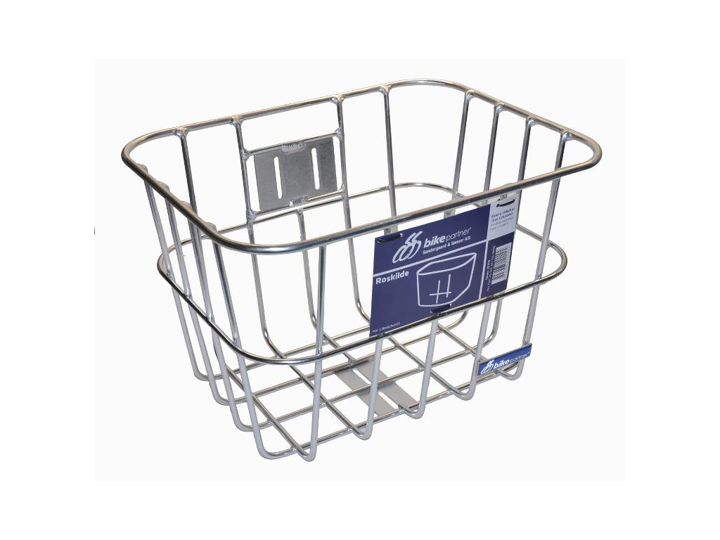 BikePartner Bike Partner – Roskilde – Cykelkurv Til Front – Sølv Alu – Med Beslag 1 BikePartner Bike Partner – Roskilde – Cykelkurv Til Front – Sølv Alu – Med Beslag